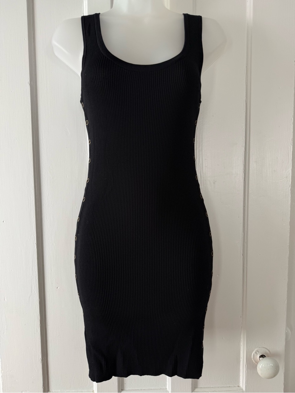 Forever 21 Black Ribbed Tank Dress with Side Grommet Detail